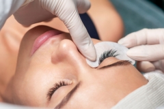 Eyelash extension procedure.